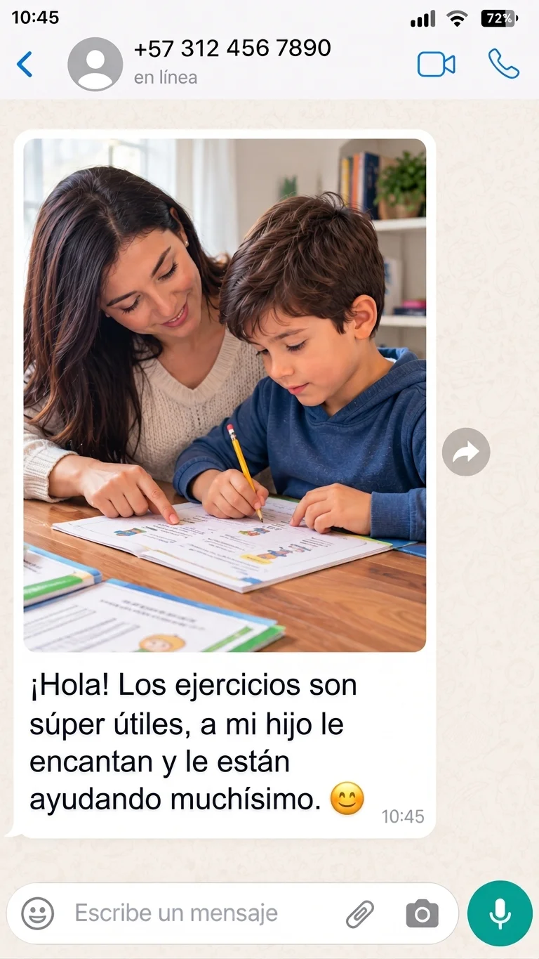 Testimonio de mamá: Los ejercicios son súper útiles, a mi hijo le encantan y le están ayudando muchísimo.