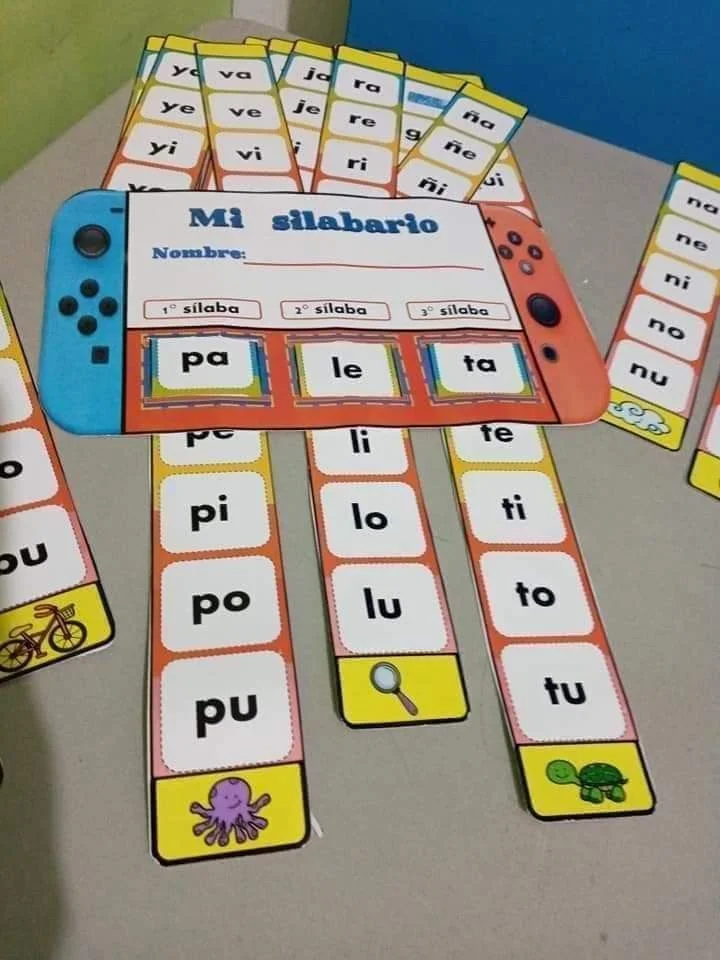 Silabario imprimible con tiras de sílabas de colores del kit