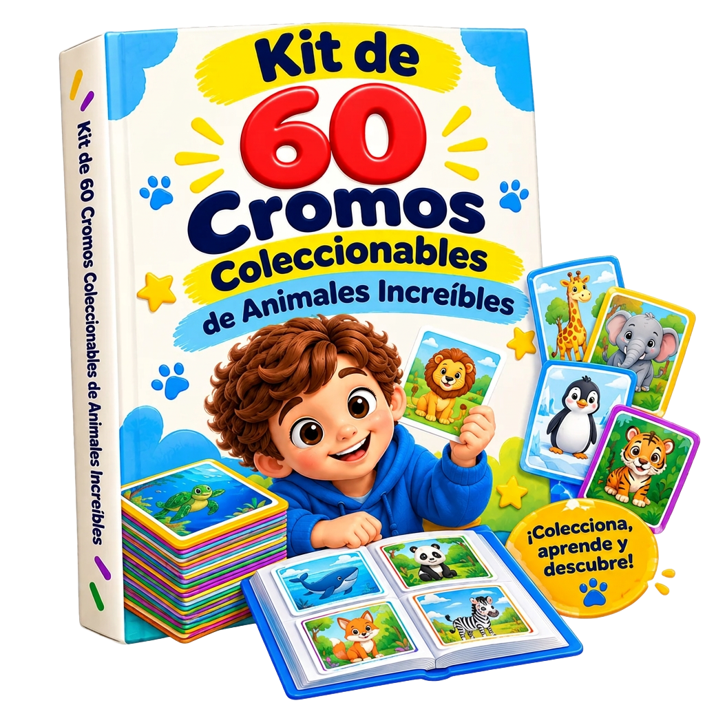 Kit de 60 Cromos Coleccionables de Animales Increíbles